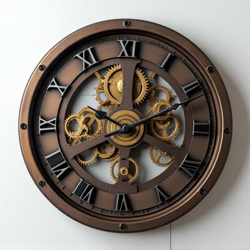 Orologio da parete stile industriale con ingranaggi visibili